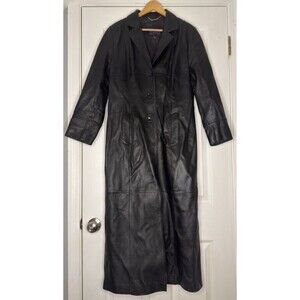 Wilson Pelle Studio | Leather Long Trench 3 Button Coat | Women's Large